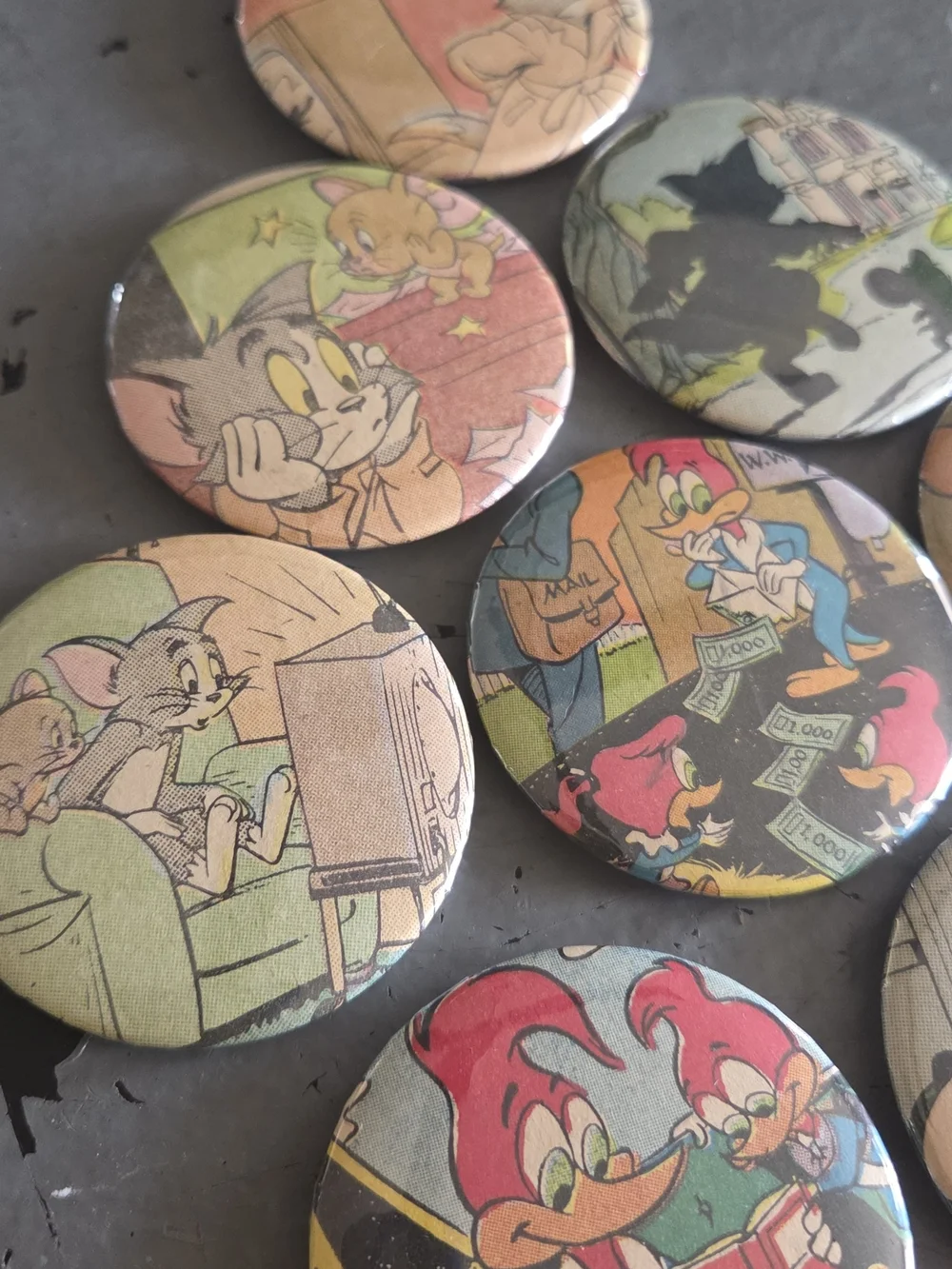 Vintage Cartoon Magnet Button Set - Colorful Disney & Looney Style Characters